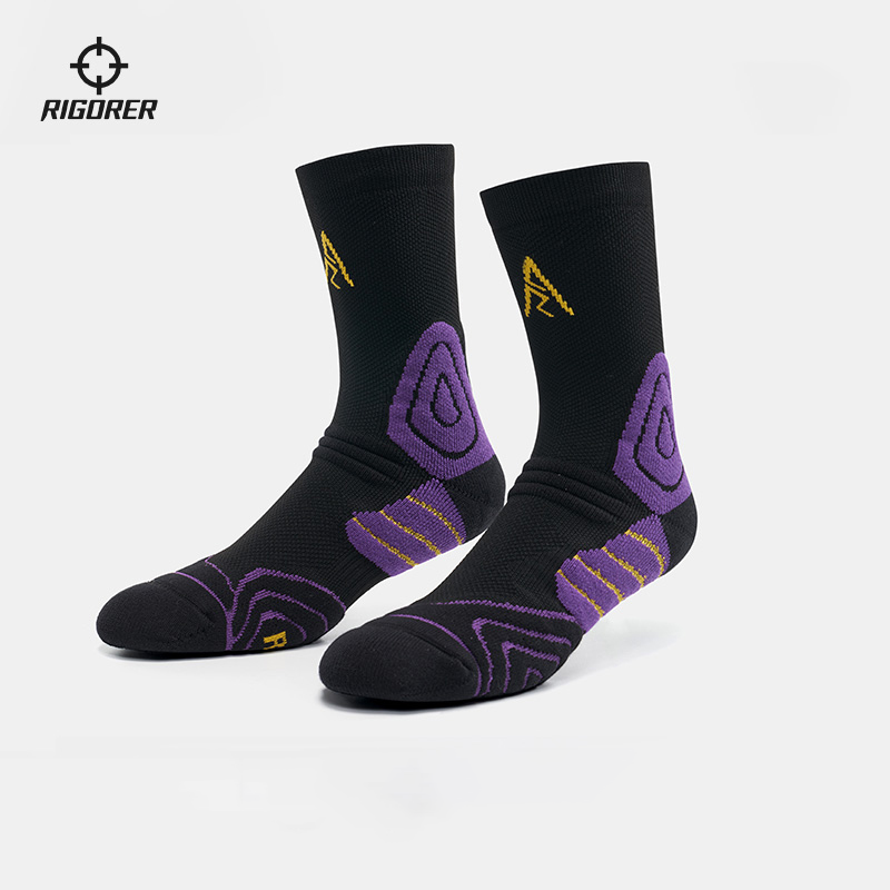 AR logo Rigorer Austin Reaves Basketball Socks Pro Black Purple