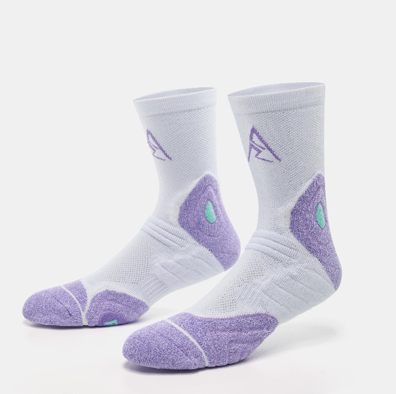 AR logo Rigorer Austin Reaves Basketball Socks Pro 'White/Purple'[Z123340303]