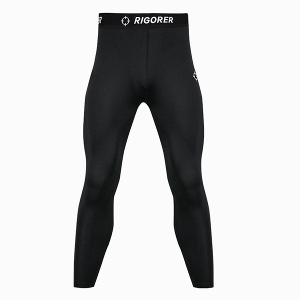 Black Color Plus fleece Breadthable Active Wear Men's Compression Pants - Rigorer Official Flagship Store