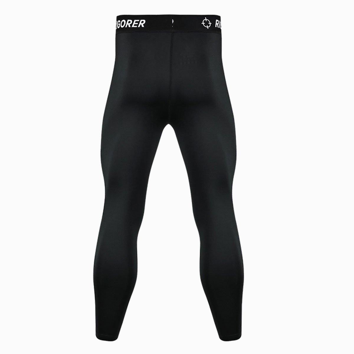 Black Color Plus fleece Breadthable Active Wear Men's Compression Pants - Rigorer Official Flagship Store
