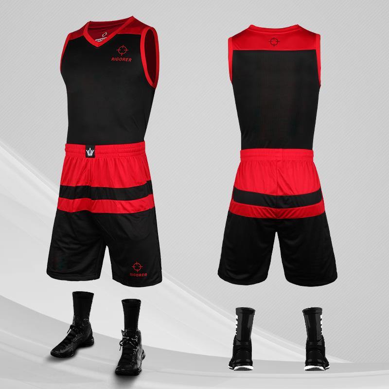 Wholesale Black and Red Sport Wear Custom Men's Printed Basketball
