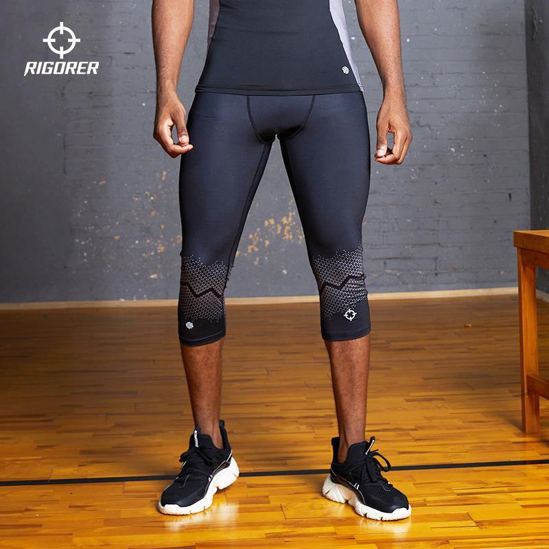 Rigorer Fitness Gym Wear Compression Cropped Pants Polyester Elastic For Men - Rigorer Official Flagship Store