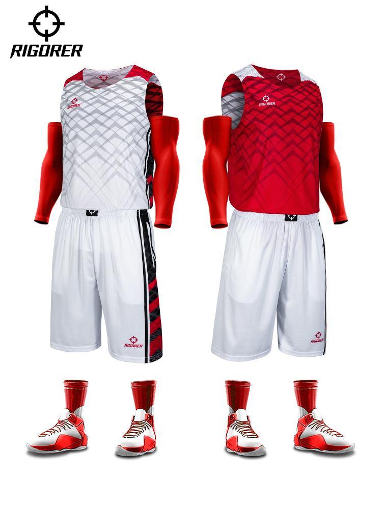 Sports Wear Men's Breadthable Polyester Basketball Jersey Set - Rigorer Official Flagship Store