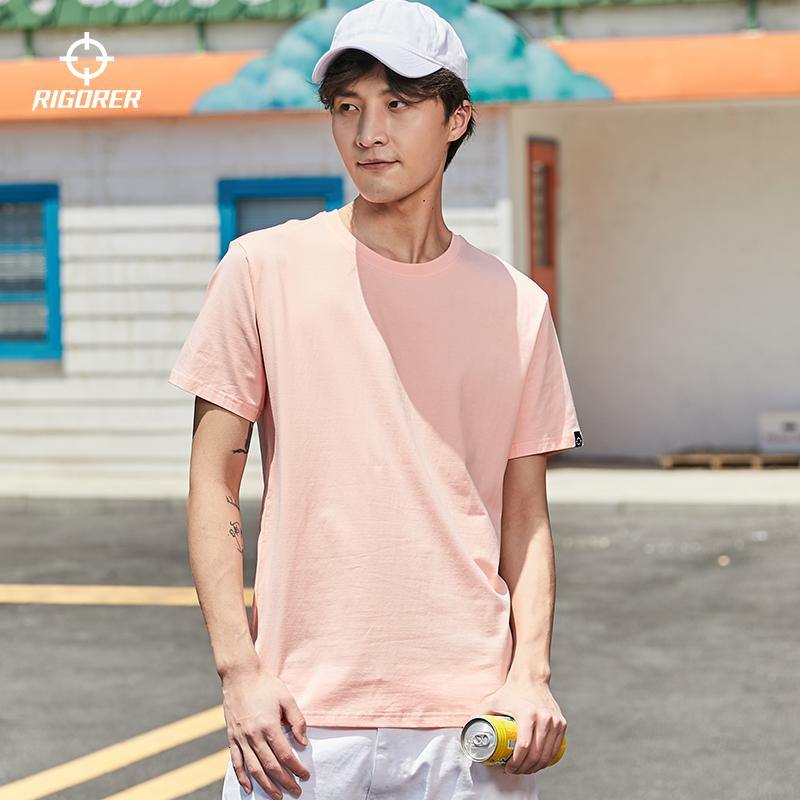 Single Color Tops men's Sports Wear Breadthable Cotton Shorts Sleeve T-Shirts - Rigorer Official Flagship Store