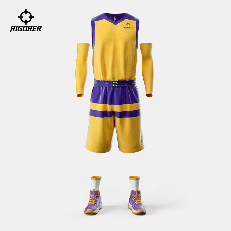 Custom Made Warriors 67 Basketball Mens Jersey & Shorts Yellow Mesh L  New
