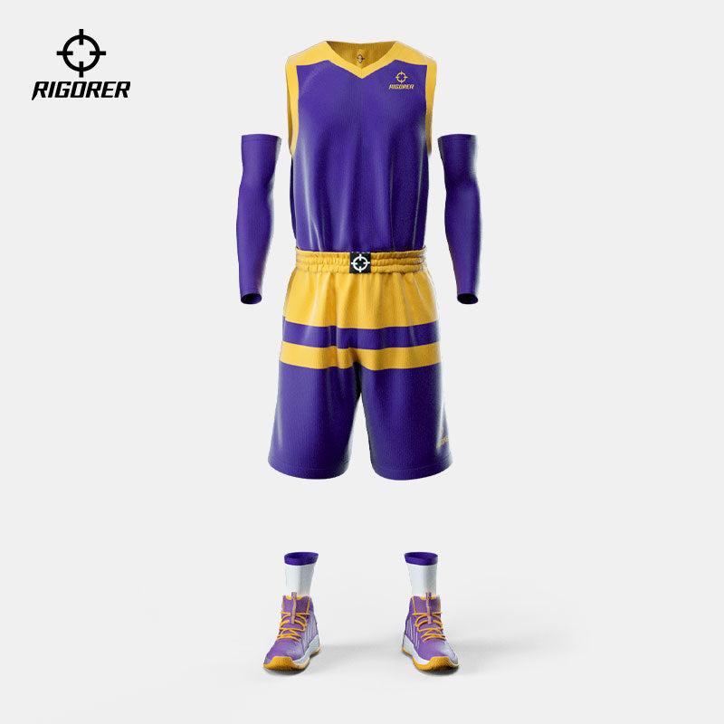 Custom Printed Team Wear Basketball Uniform [ZZ1601116] - Yellow/Purple / S